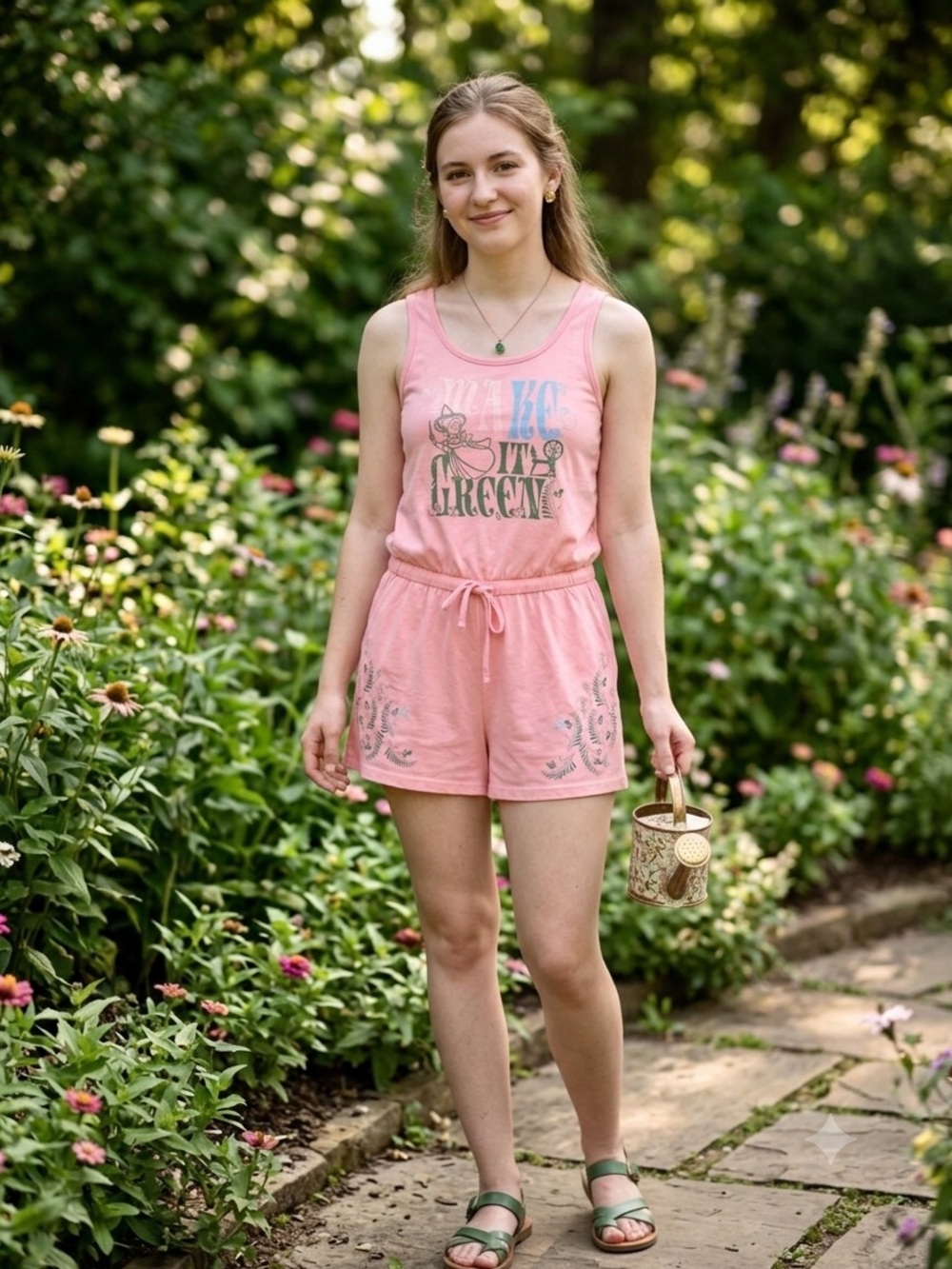 Disney Sleeping Beauty Graphic Romper Pink Women's Size Small